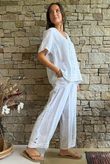 Benji Linen Wave Y Tee White